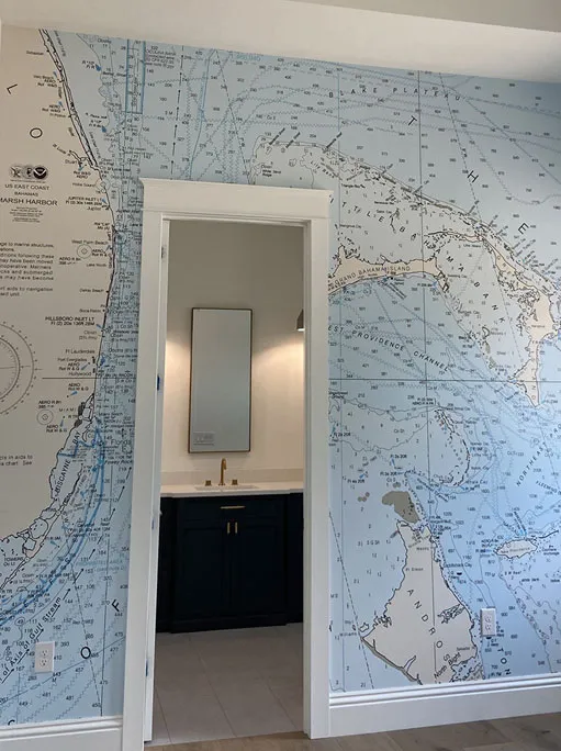 Bahamas Hall Entry nautical map wallpaper