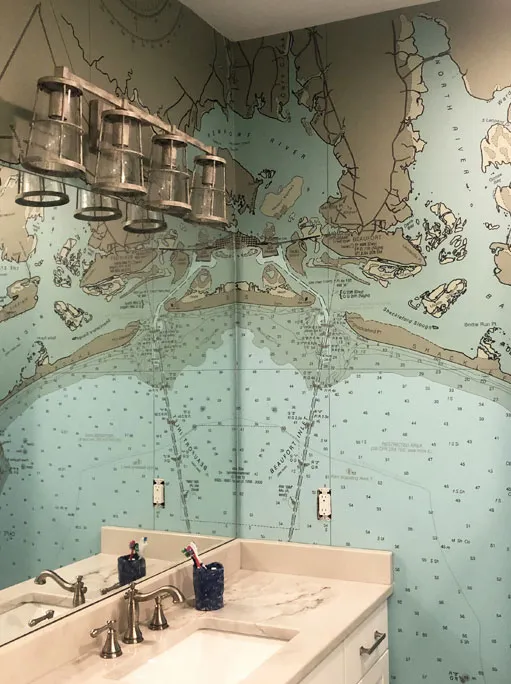 Harkers Island nautical map wallpaper NC