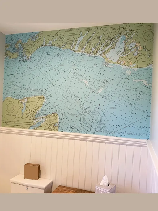 Portsmouth RI Bath nautical map wallpaper